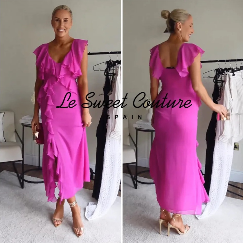 ZARA RUFFLED MIDI SLIP DRESS - Picture 5 of 15